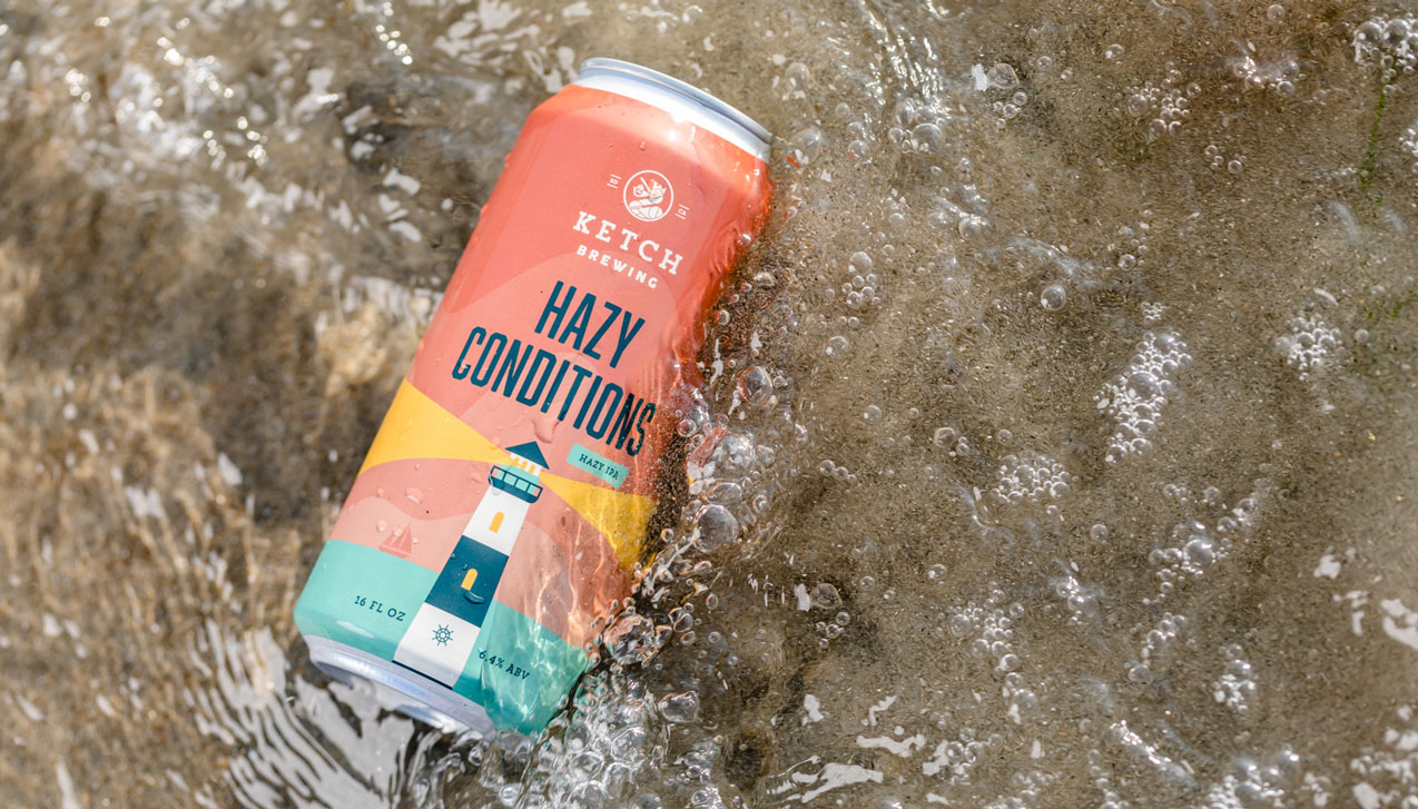 can of ketch hazy conditions in beach water
