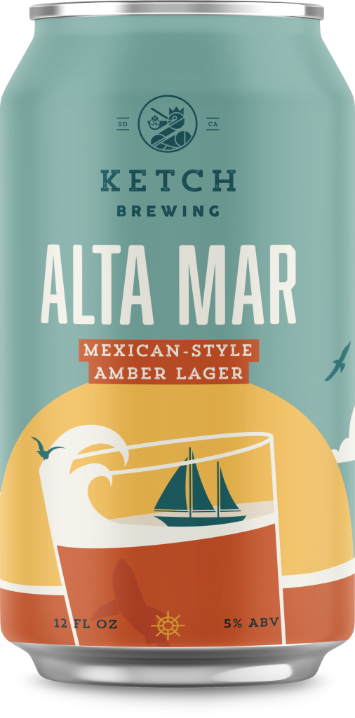front of ketch alta mar beer can